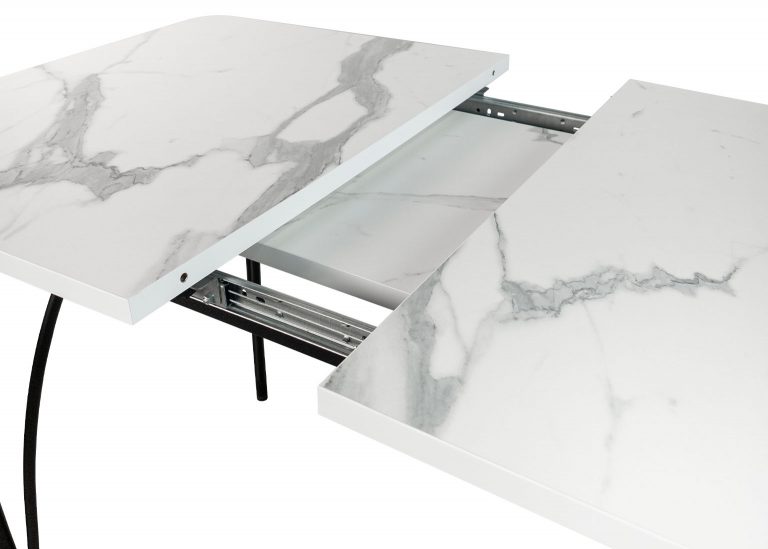 Стол 5 раздвижной 110 x 70 (+40) см R40 Пластик Мрамор белый Опора Чёрная РУСТ open